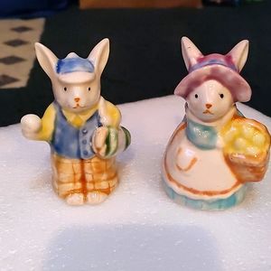 Porcelain Rabbit Pair Figurines